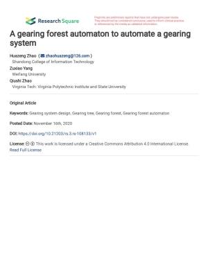 A Gearing Forest Automaton to Automate a Gearing System