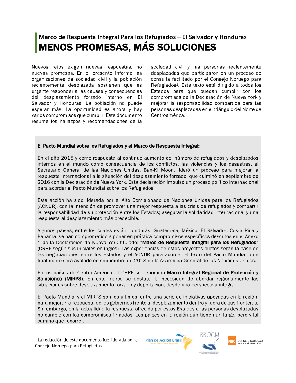 Menos Promesas, Más Soluciones