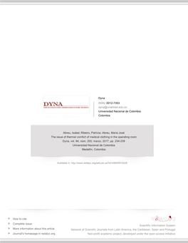 The Issue of Thermal Comfort of Medical Clothing in the Operating Room Dyna, Vol