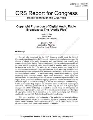 Copyright Protection of Digital Audio Radio Broadcasts: the “Audio Flag”