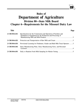 Chapter 6—Requirements for the Missouri Dairy Law