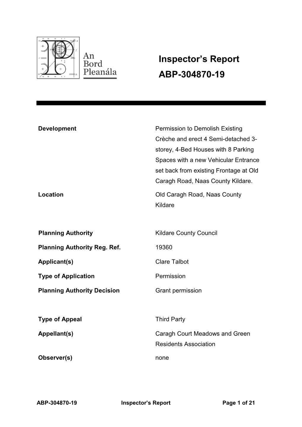 Inspector's Report ABP-304870-19