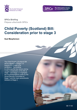 Child Poverty (Scotland) Bill: Consideration Prior to Stage 3
