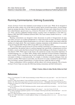 Running Commentaries: Defining Eusociality