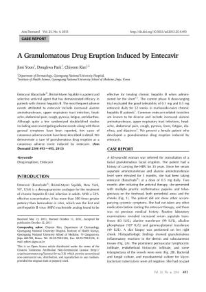 A Granulomatous Drug Eruption Induced by Entecavir Ann Dermatol Vol
