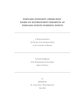 Tornado Intensity Prediction Based on Environment Elements at Tornado Events Starting Points