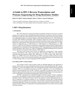 A Guide to HIV-1 Reverse Transcriptase and Protease Sequencing for Drug Resistance Studies