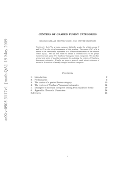 Arxiv:0905.3117V1 [Math.QA] 19 May 2009 References .Tecne Fagae Uinctgr 10 14 Fo in Quadratic from Zeroes Arising Appendix: Categories Modular of 6