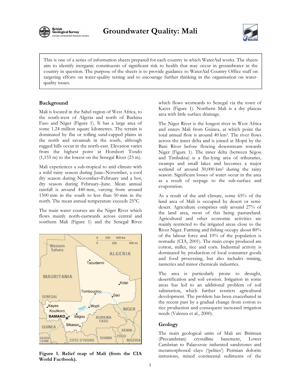 Groundwater Quality: Mali