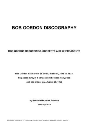 Bob Gordon Discography