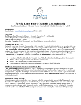 Pacific Links Bear Mountain Championship Bear Mountain Golf Resort – Mountain Course | Victoria, British Columbia | September 11-17, 2017