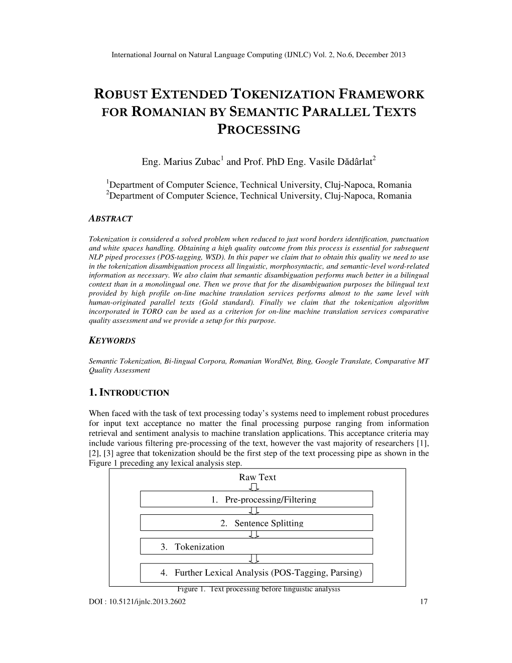 Robust Extended Tokenization Framework for Romanian by Semantic Parallel Texts Processing