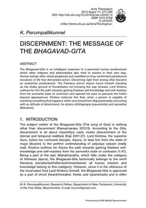 Discernment: the Message of the Bhagavad-Gita