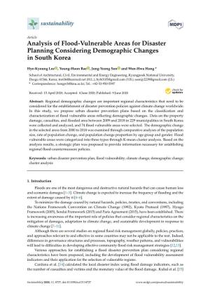 Analysis of Flood-Vulnerable Areas for Disaster Planning Considering Demographic Changes in South Korea