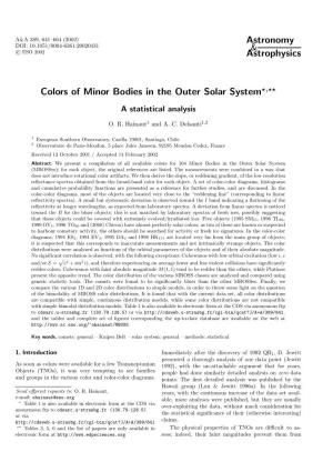 Astronomy & Astrophysics Colors of Minor Bodies in the Outer Solar