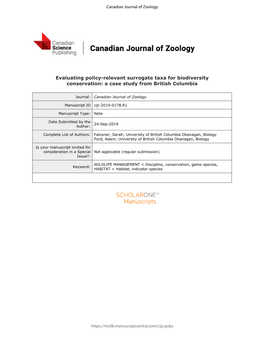 Evaluating Policy-Relevant Surrogate Taxa for Biodiversity Conservation: a Case Study from British Columbia