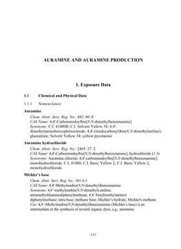 AURAMINE and AURAMINE PRODUCTION 1. Exposure Data