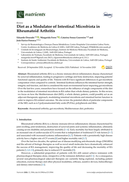Diet As a Modulator of Intestinal Microbiota in Rheumatoid Arthritis