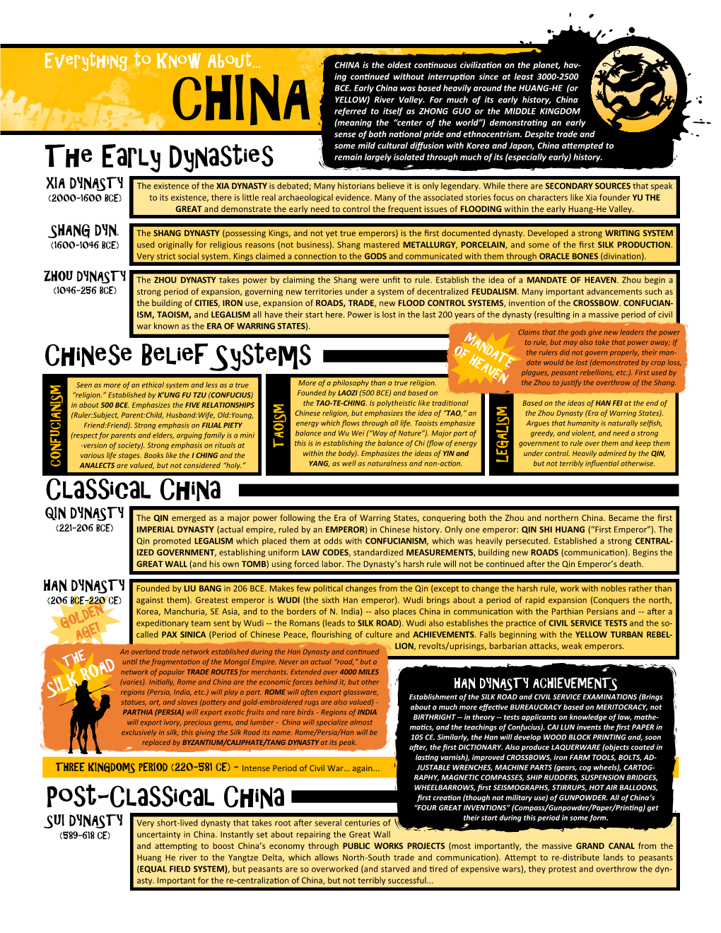 The Early Dynasties Chinese Belief Systems Classical China Post