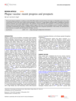 Plague Vaccine: Recent Progress and Prospects