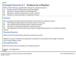 Example Exercise 8.1 Evidence for a Reaction