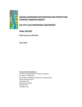 Kansas Watershed Restoration and Protection Strategy (Wraps) Project Elk City Lake Watershed Assessment Final Report