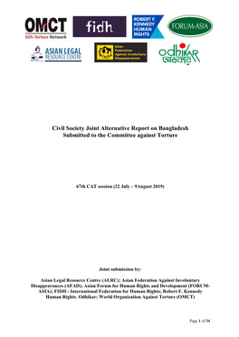 Civil Society Joint Alternative Report on Bangladesh Submitted to the Committee Against Torture
