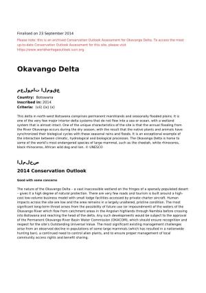 Okavango Delta - 2014 Conservation Outlook Assessment (Archived)