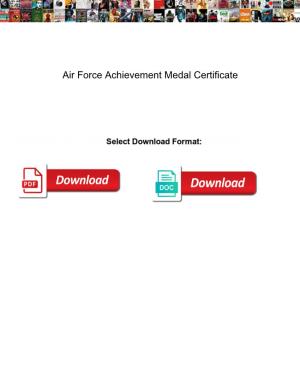 Air Force Achievement Medal Certificate