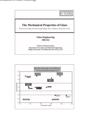 The Mechanical Properties of Glass Theoretical Strength, Practical Strength, Fatigue, Flaws, Toughness, Chemical Processes