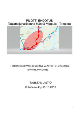 PILOTTI EHDOTUS Taajamajunaliikenne Mänttä-Vilppula - Tampere