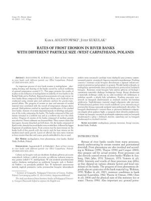 Rates of Frost Erosion in River Banks with Different Particle Size (West Carpathians, Poland)