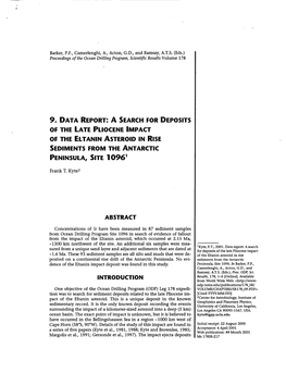 Of the Eltanin Asteroid in Rise Peninsula, Site 1096'