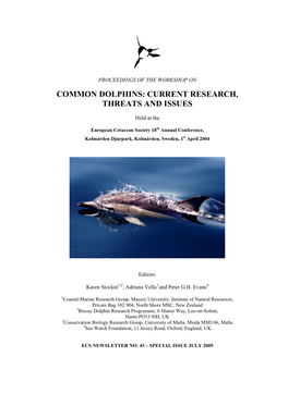 Common Dolphins: Current Research, Threats and Issues