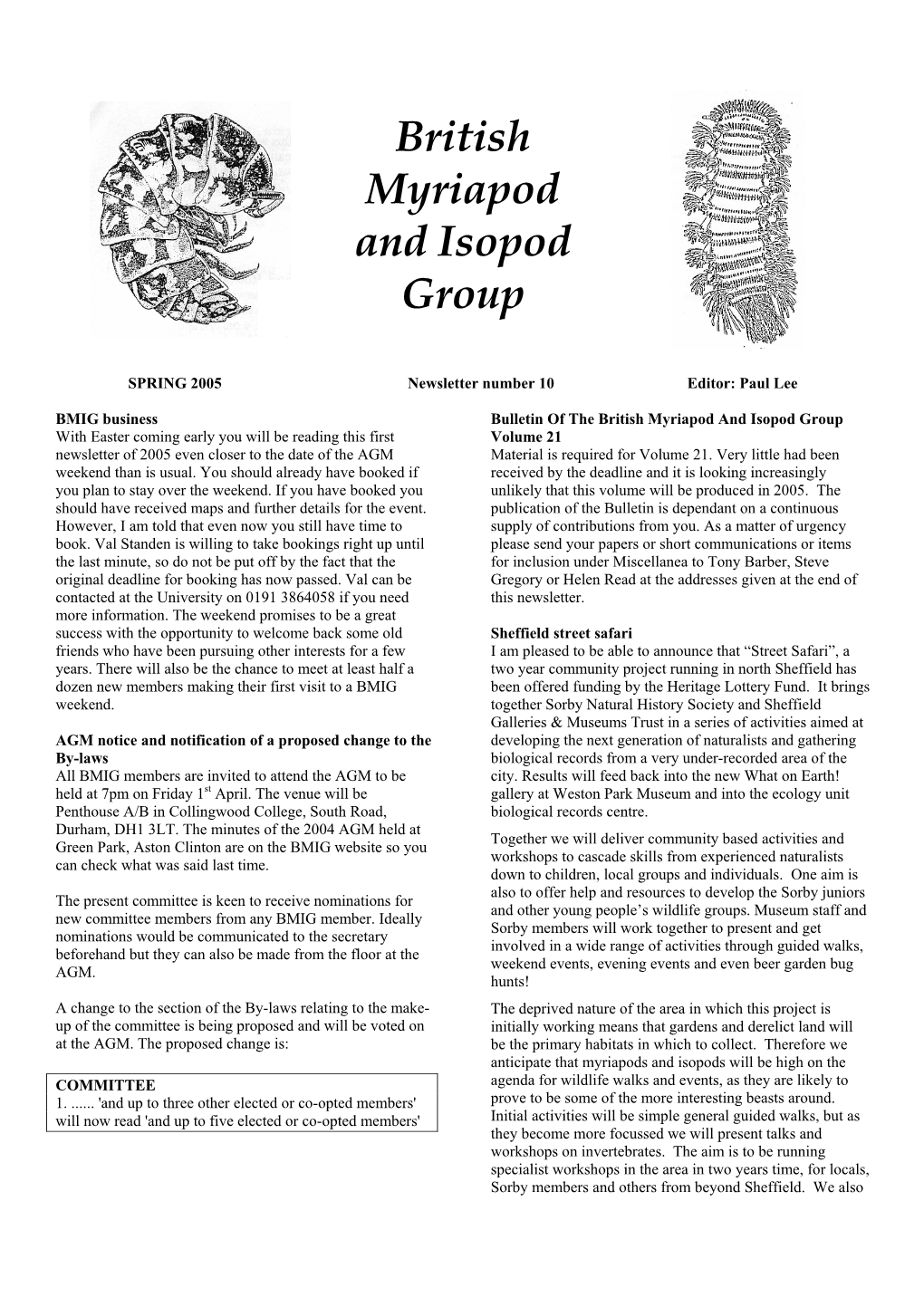 British Myriapod and Isopod Group