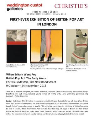 First-Ever Exhibition of British Pop Art in London
