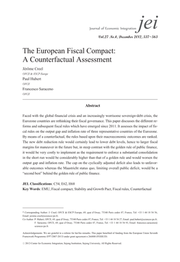 The European Fiscal Compact: a Counterfactual Assessment