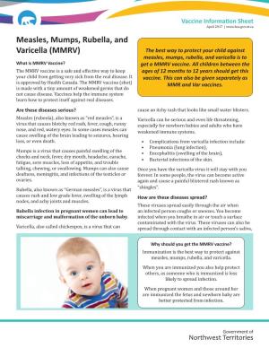Measles, Mumps, Rubella, and Varicella (MMRV)