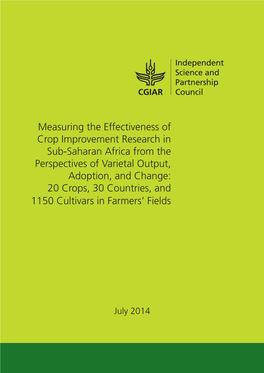Measuring the Effectiveness of Crop Improvement Research in Sub