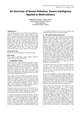 An Overview of Swarm Robotics: Swarm Intelligence Applied to Multi-Robotics