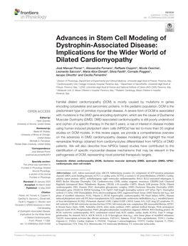 Advances in Stem Cell Modeling of Dystrophin-Associated Disease: Implications for the Wider World of Dilated Cardiomyopathy