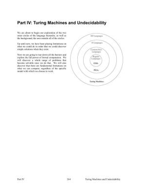 Part IV: Turing Machines and Undecidability