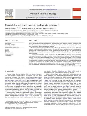 Thermal Skin Reference Values in Healthy Late Pregnancy