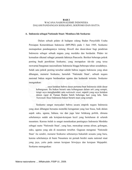 Bab 2 Wacana Nasionalisme Indonesia Dalam Pandangan Soekarno, Soepomo Dan Hatta