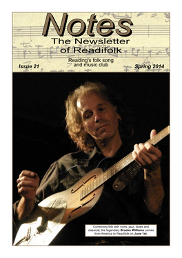 Spring 2014 Welcome to Another Readifolk Newsletter Rumblings from the Roots
