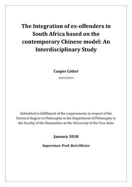 The Integration of Ex-Offenders in South Africa Based on the Contemporary Chinese Model: an Interdisciplinary Study