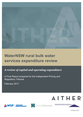 Waternsw Rural Bulk Water Services Expenditure Review