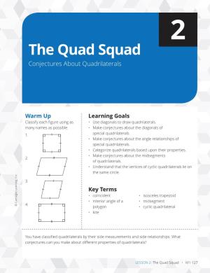 The Quad Squad Conjectures About Quadrilaterals