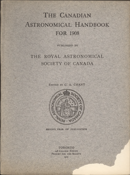 The Canadian Astronomical Handbook for 1908