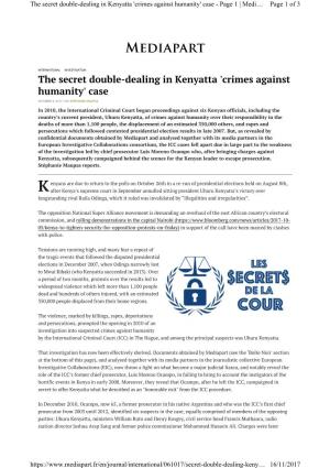 The Secret Double-Dealing in Kenyatta 'Crimes Against Humanity' Case - Page 1 | Medi… Page 1 of 3